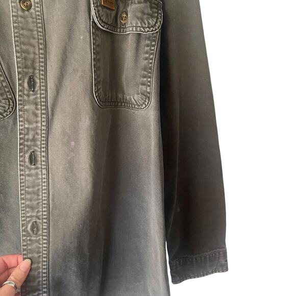 Carhartt Men 2XL‎ Grey Stone Canvas Heavy Workwear Long Sleeve Button Up - Picture 6 of 12